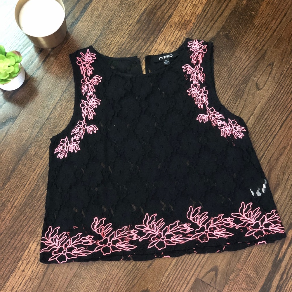 Francesca’s Black Lace Crop Top